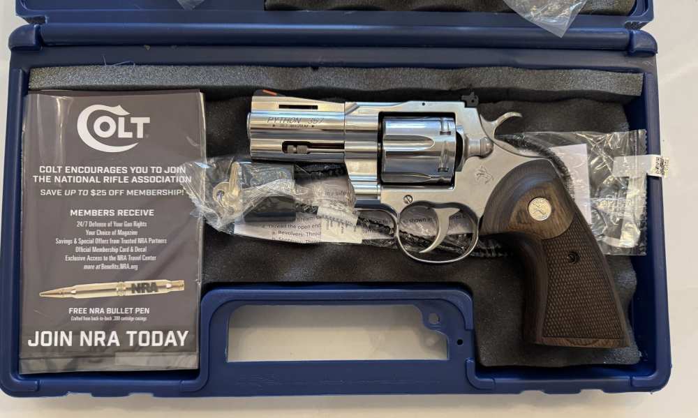 Colt Python SP3WTS 3in Stainless 357 Mag Case+Papers Excellent-img-3