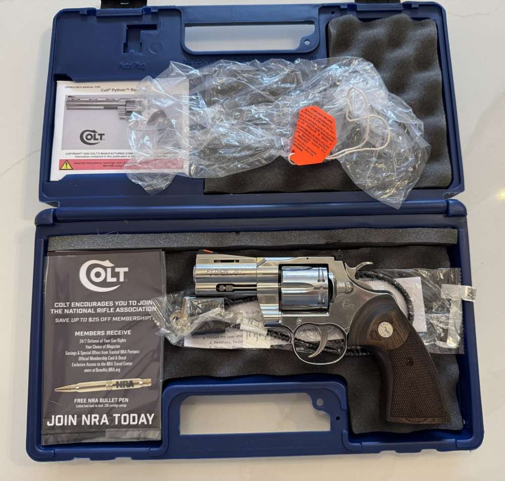 Colt Python SP3WTS 3in Stainless 357 Mag Case+Papers Excellent-img-4