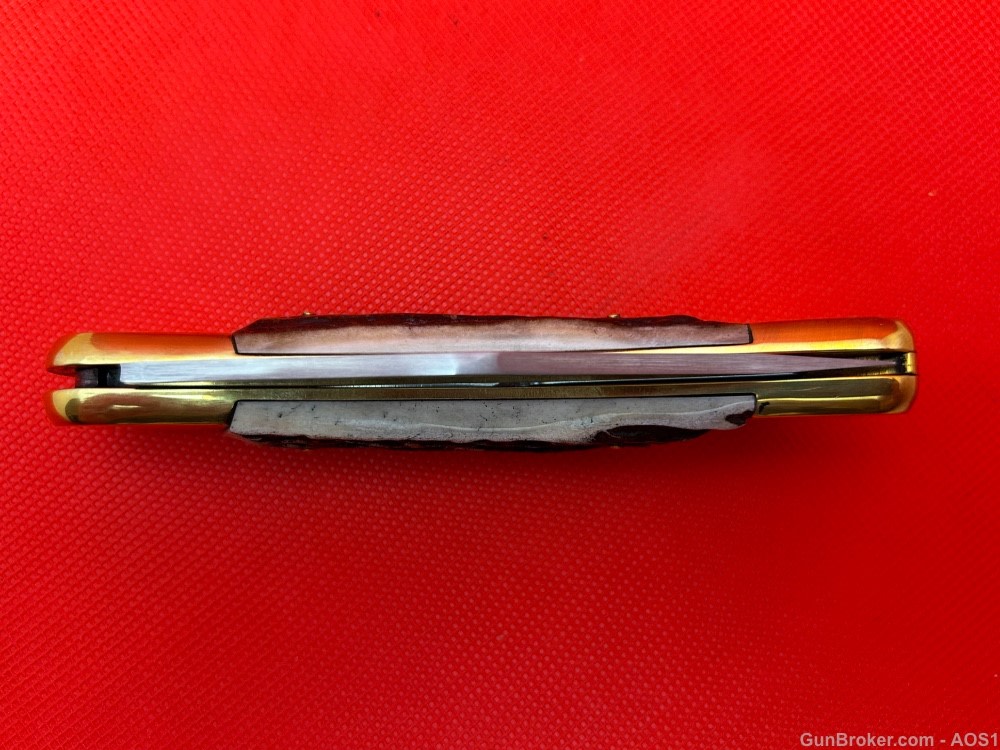 Vintage 1980’s Falcon Italy Handmade Large Stag Lock Back Pocket Knife NOS-img-10