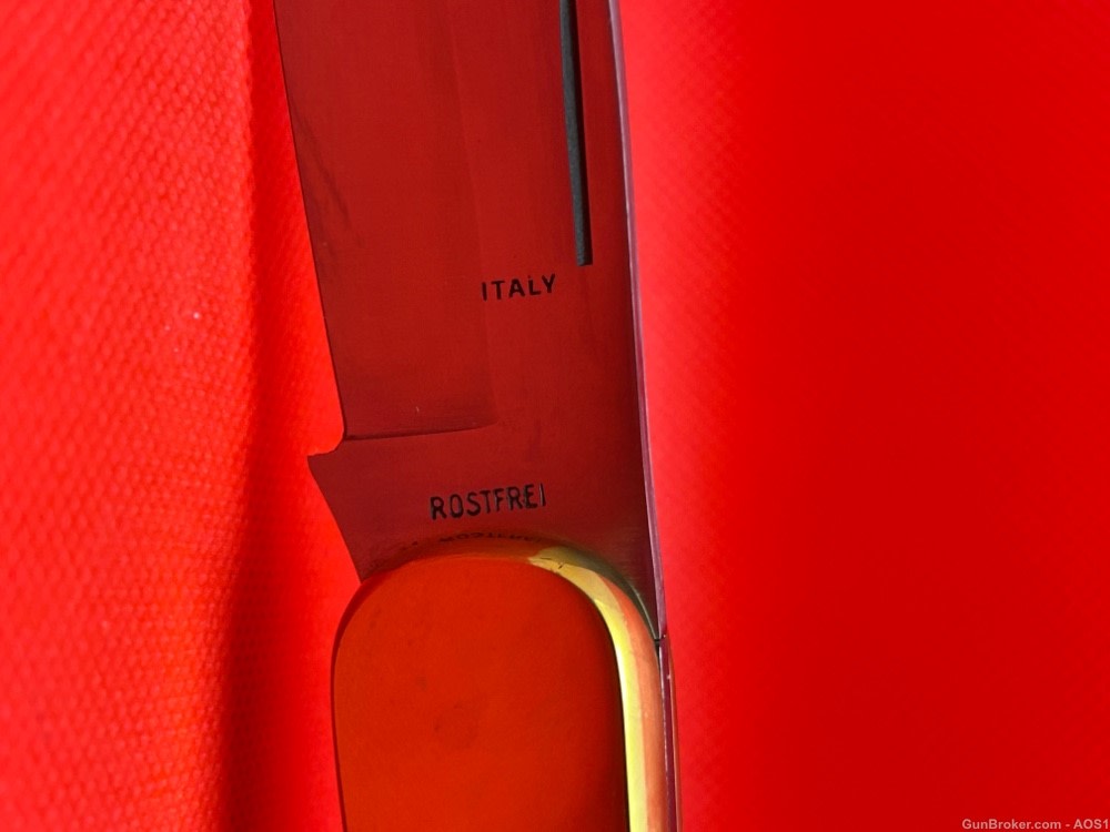 Vintage 1980’s Falcon Italy Handmade Large Stag Lock Back Pocket Knife NOS-img-4