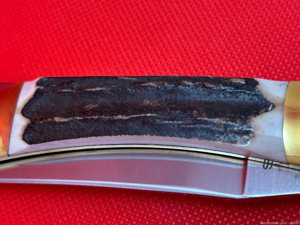 Vintage Falcon Blades Italy Stag Lockback Pocket Knife Sandvik Rostfrie NOS-img-7