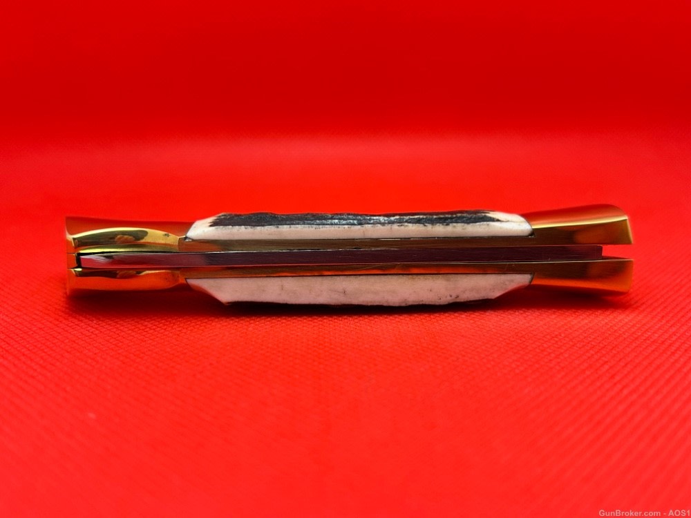 Vintage Falcon Blades Italy Stag Lockback Pocket Knife Sandvik Rostfrie NOS-img-9