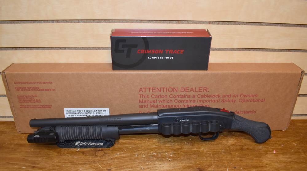 Mossberg 590 Shockwave 12 Gauge 14" Pump Crimson Trace Laser Saddle Bundle-img-0