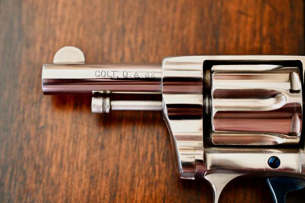 1903 Colt New Police .32 Colt 2.5" Nickel Pearl Stocks Collector-Grade!-img-13