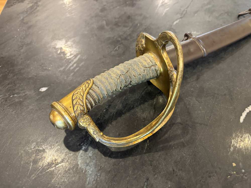 Antique US Officer Grade Model 1840 Cavalry Saber WKC Etched Blade -img-2