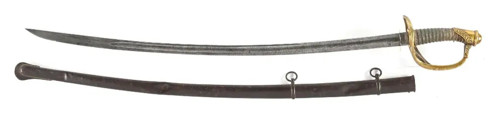Antique US Officer Grade Model 1840 Cavalry Saber WKC Etched Blade -img-1