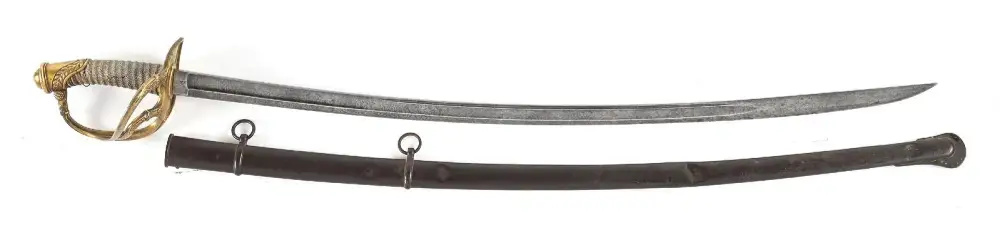 Antique US Officer Grade Model 1840 Cavalry Saber WKC Etched Blade -img-0