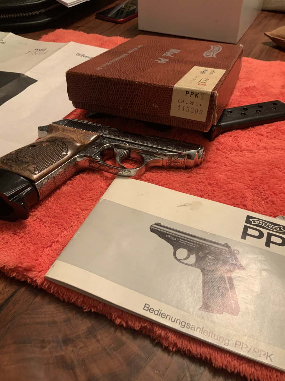 Walther PPKs .22 *MINT* Engraved 1969  Original Box, Manual, Test Target -img-0