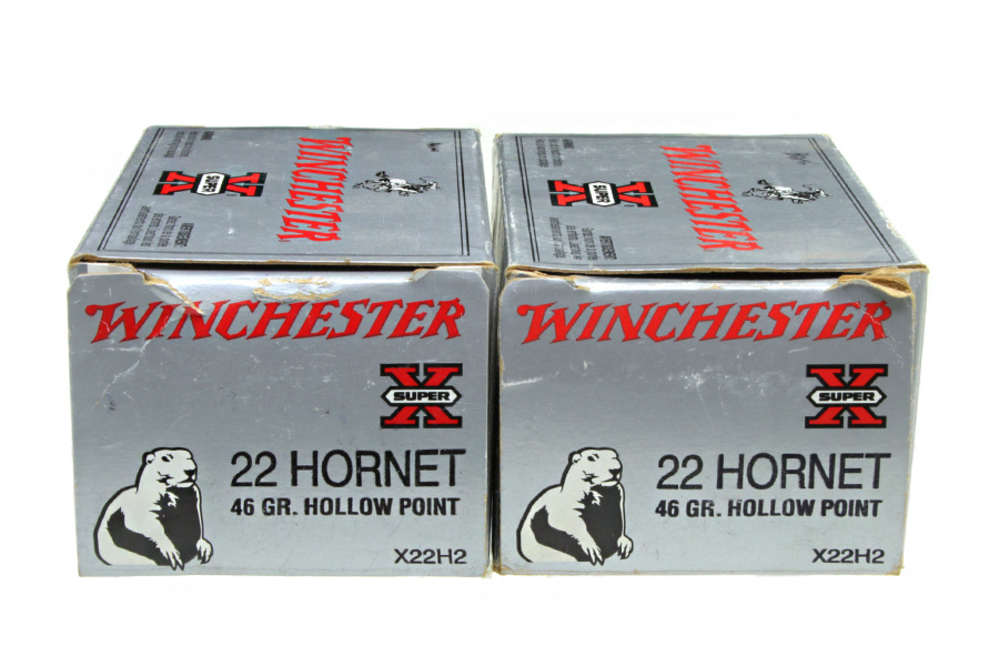 2 Boxes Winchester 22 HORNET Ammunition & Brass, 46gr HP Bullet, X22H2-img-0