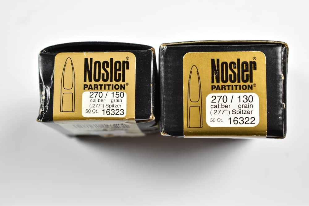 NOSLER .270 CAL, 150GR, SPITZER BULLETS-2X50CT BOXES-img-1