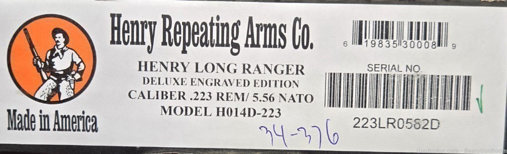 Henry Long Ranger Deluxe Engraved 223/5.56NATO 20" barrel NIB -img-7