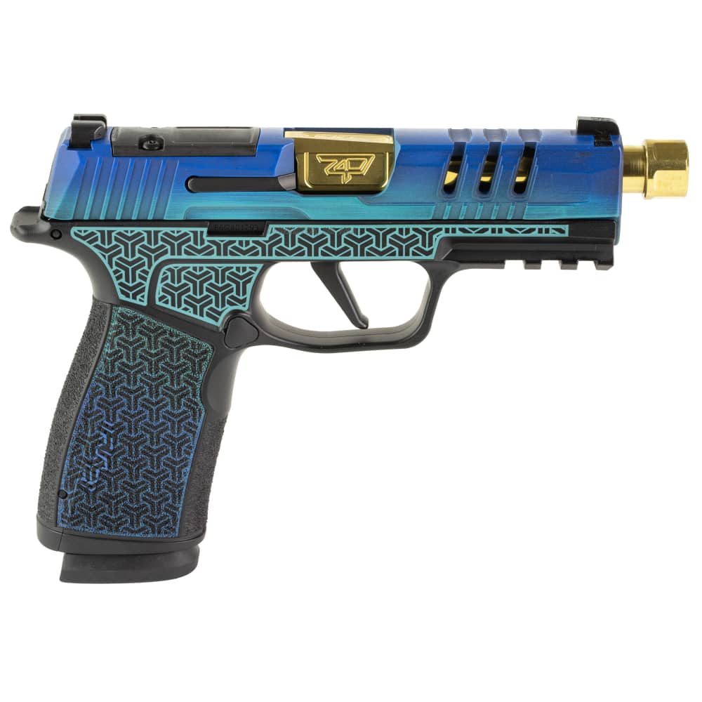 Sig Sauer P365 XMACRO 9MM CUSTOM 4.3" Gold 17rd Galactic June Bug Blue-img-1