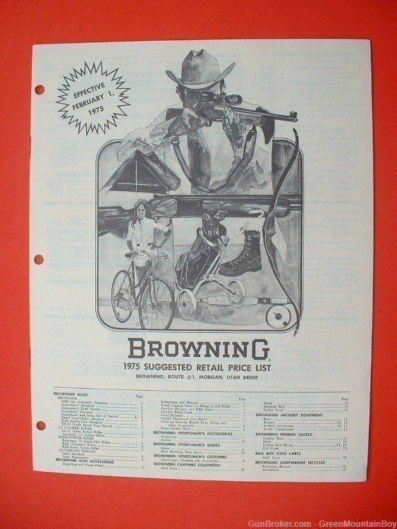 1975 OEM BROWNING Catalog Companion Retail Price List XLNT ! Scarce-img-0