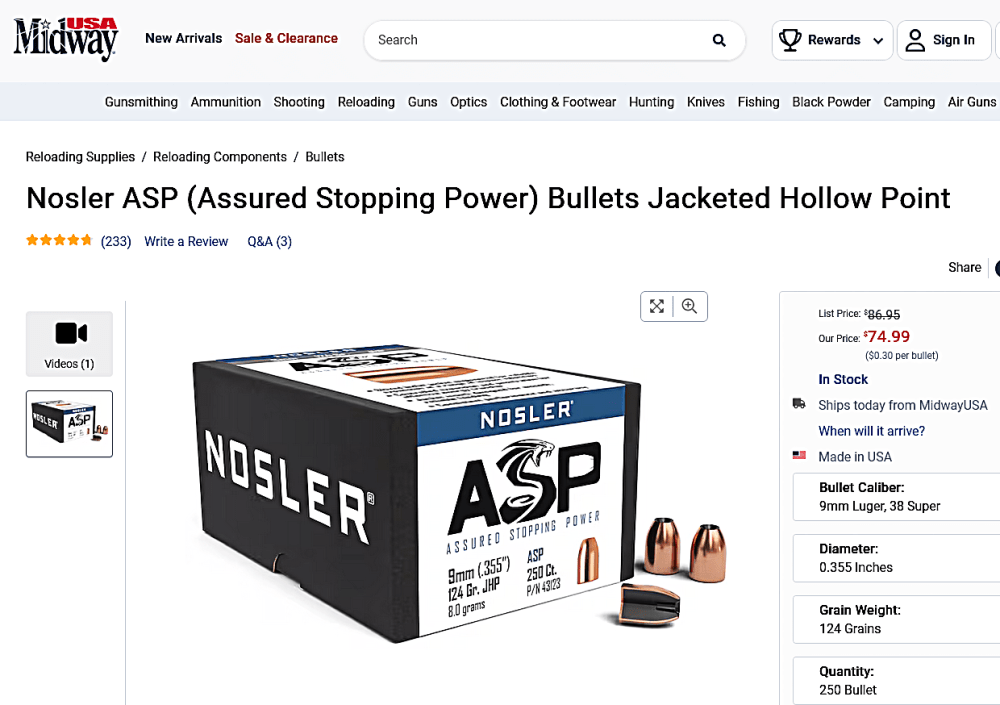 124 gr JHP 9mm, 38 Super, 357 Sig  .355" Superb Bullets - 50 pc packs-img-1