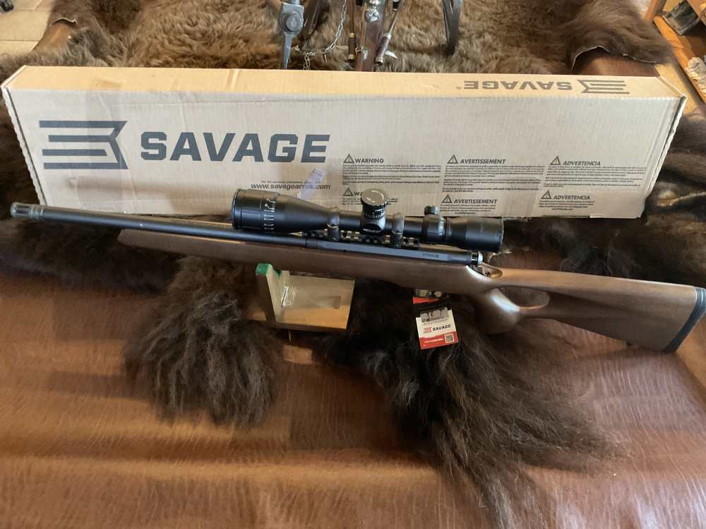 Savage Arms 17 B Series Timber 17 HMR 10+1 18"Thrd, 3x12-40 Scope NIB Sale -img-2
