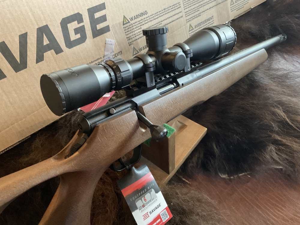 Savage Arms 17 B Series Timber 17 HMR 10+1 18"Thrd, 3x12-40 Scope NIB Sale -img-1