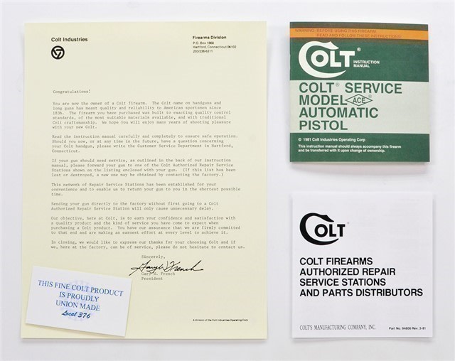 Colt Service Model ACE .22 LR Pistol Manual Plus 1981-img-0