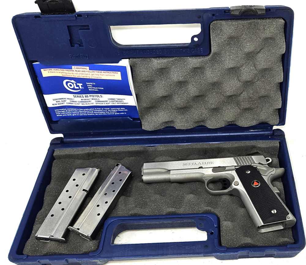 Colt Delta Elite Government 10mm Stainless 5" Series 80 — Case & 2 Mags-img-0