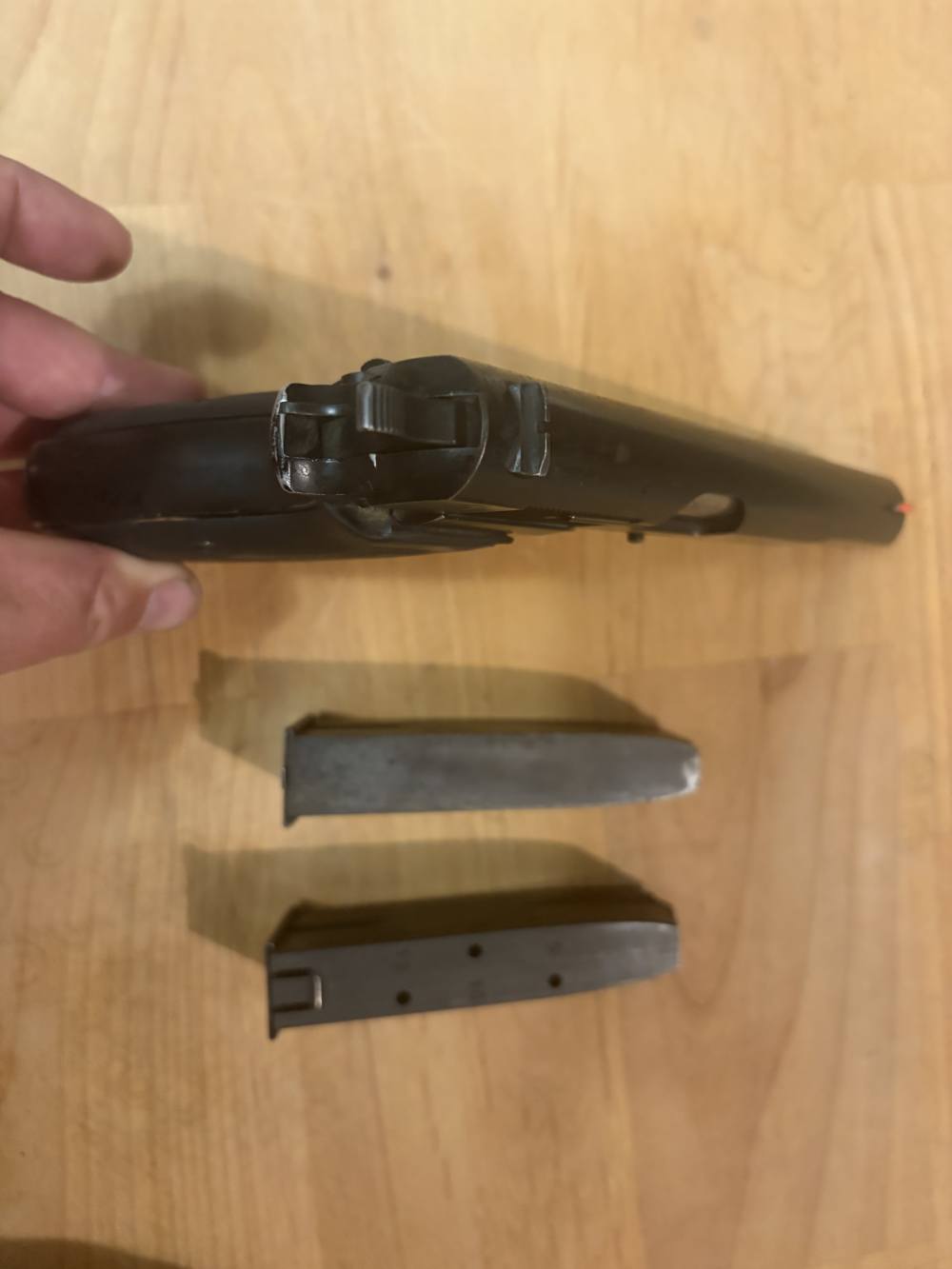 FN Browning Hi Power C&R, aluminum frame, 2 mags, holster, box.-img-5