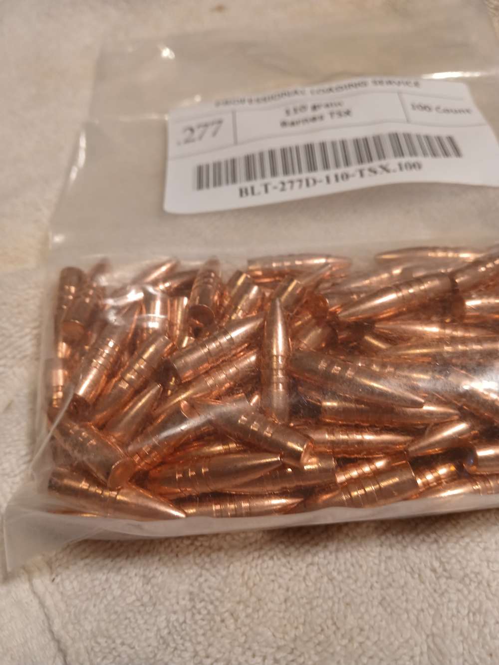 270 Cal =.277 Cal Bullets 110 Gr 100ct Barnes TSX solid copper hollow point-img-2