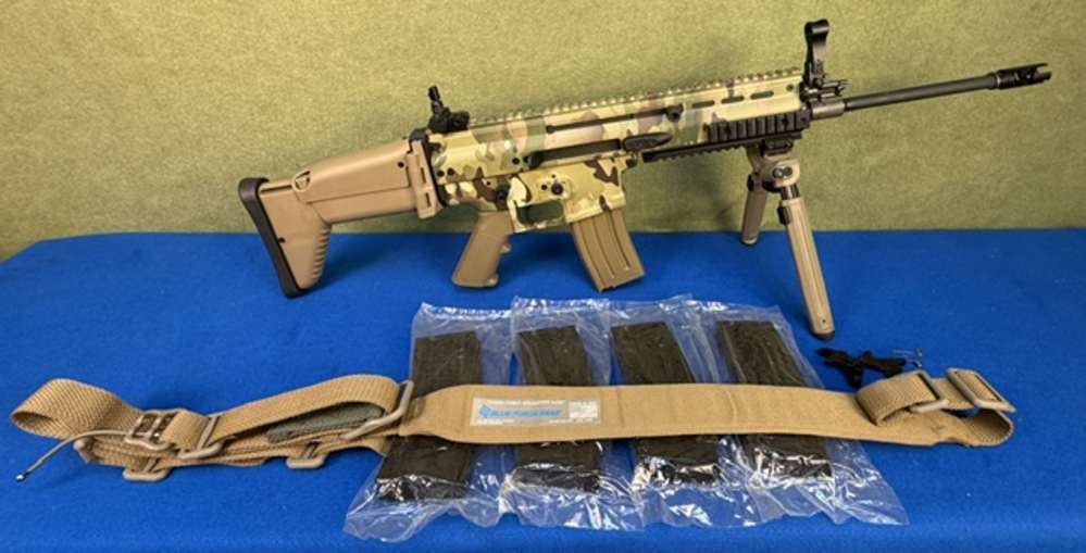 FNH SCAR 16S 5.56x45MM NATO 16" 1/7 Barrel Rifle Camo FDE Bipod Sling Mags-img-0