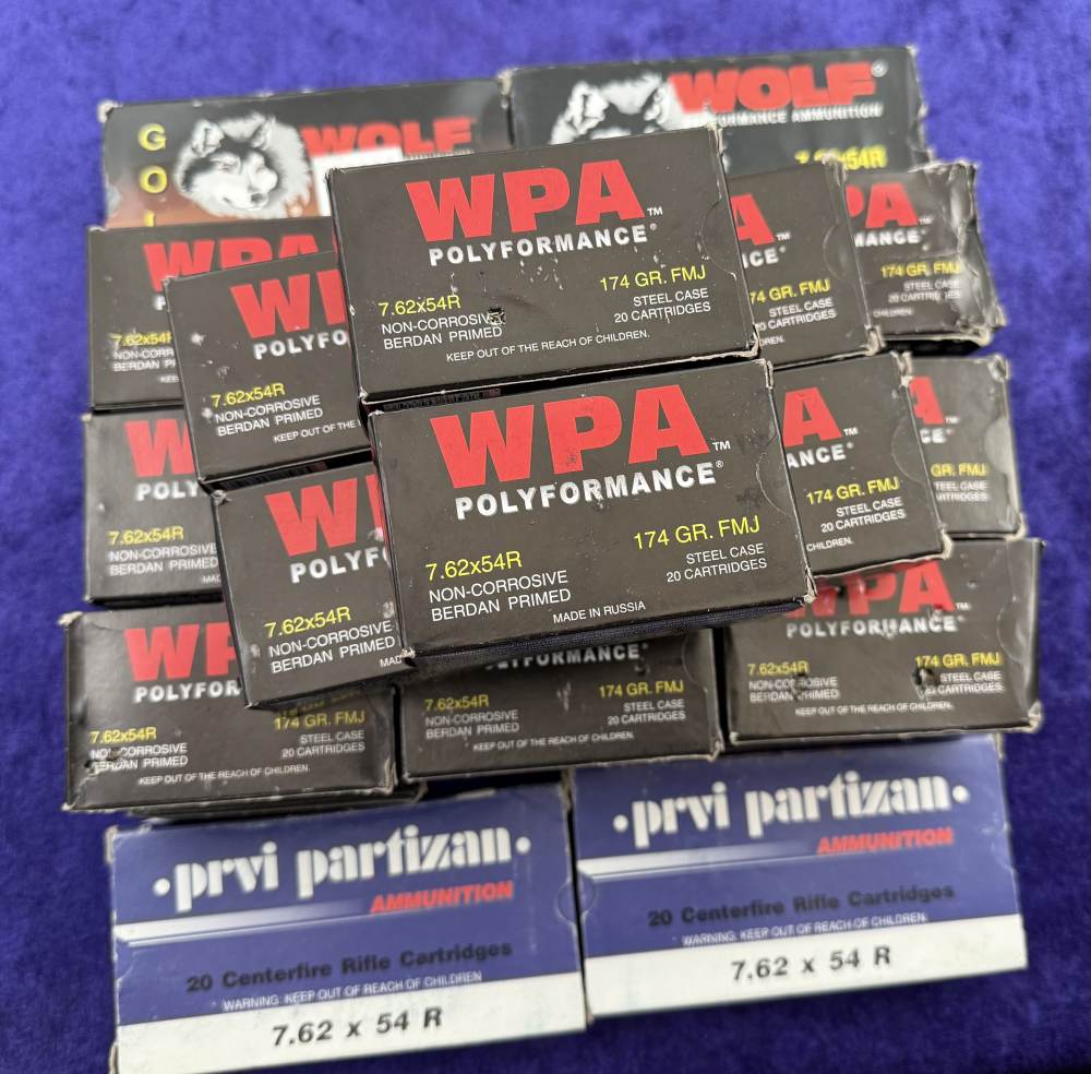 560 Round Lot Mixed 7.62x54R Non-Corrosive Ammo Wolf WPA PRVI 54 R Mosin-img-1