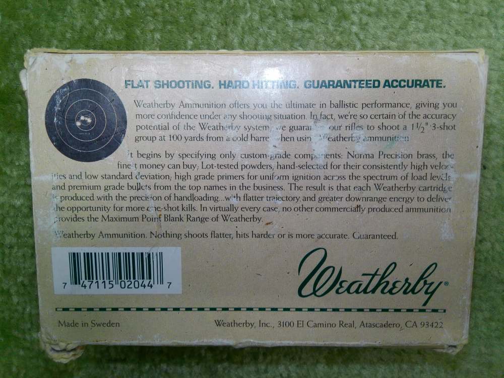 Weatherby Ultra-High Velocity 300 Wby Mag 180gr SP Partition 20 Factory-img-3