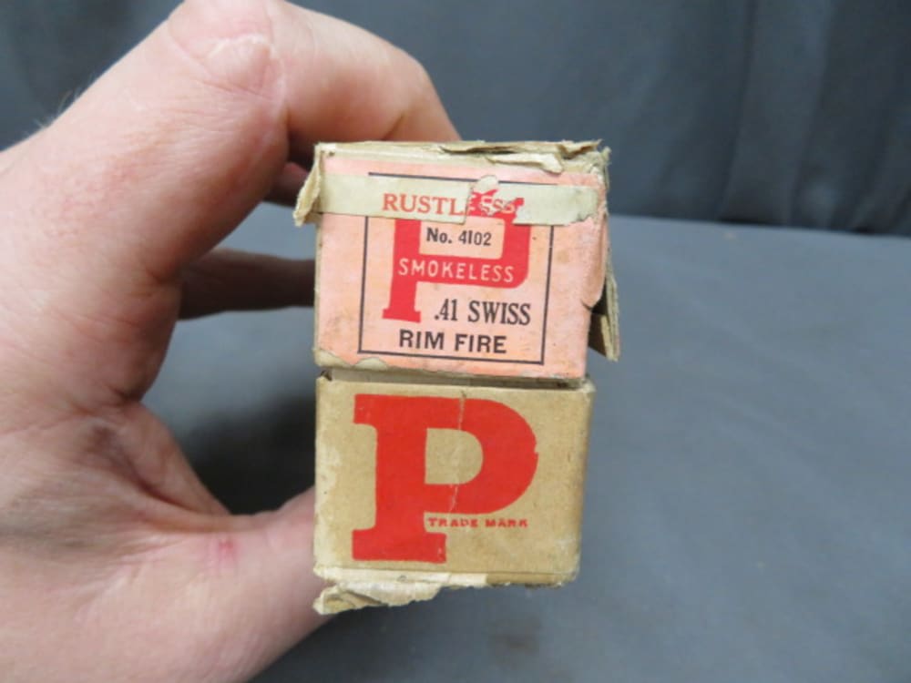 VINTAGE BOX PETERS CARTRIDGE COMPANY .41 SWISS RIMFIRE AMMO-img-6