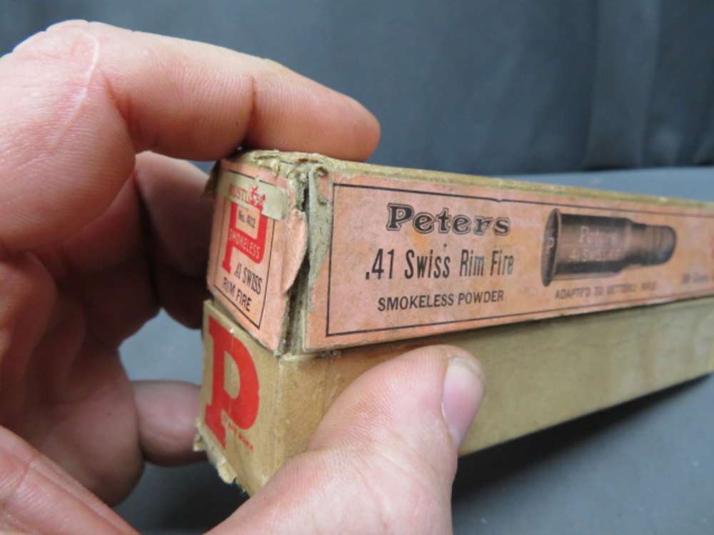 VINTAGE BOX PETERS CARTRIDGE COMPANY .41 SWISS RIMFIRE AMMO-img-2