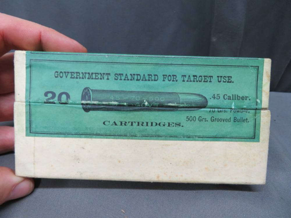 SEALED VINTAGE BOX WINCHESTER .45-70 GOVERNMENT AMMO-BEAUTIFUL LABEL-img-0