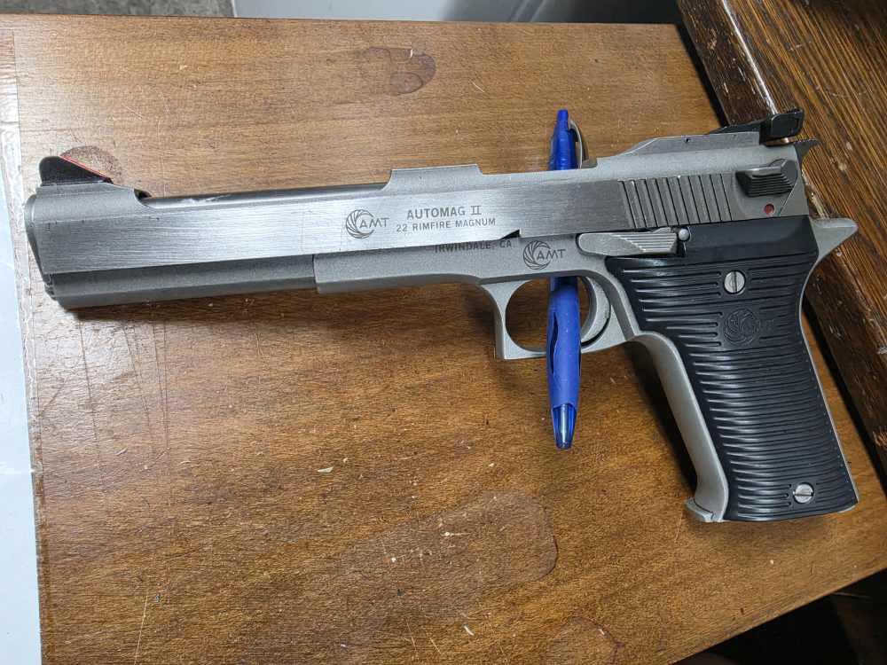 AMT Auto Mag 22 Mag Semi Automatic Stainless Pistol-img-0
