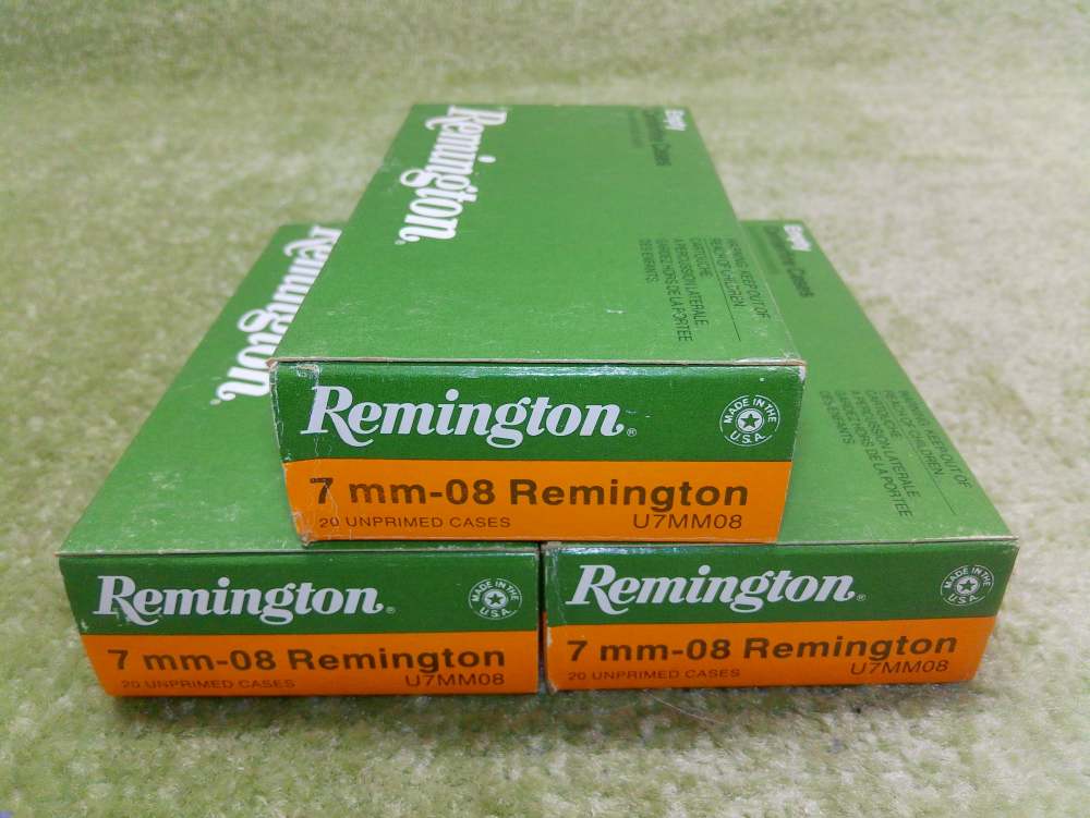 Remington 7mm-08 Unprimed Brass 60 Total Factory Shells-img-0