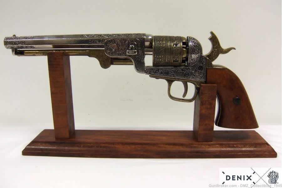 Civil War M1851 Gold & Nickel Navy Pistol Non Firing Replica Gun by Denix-img-5