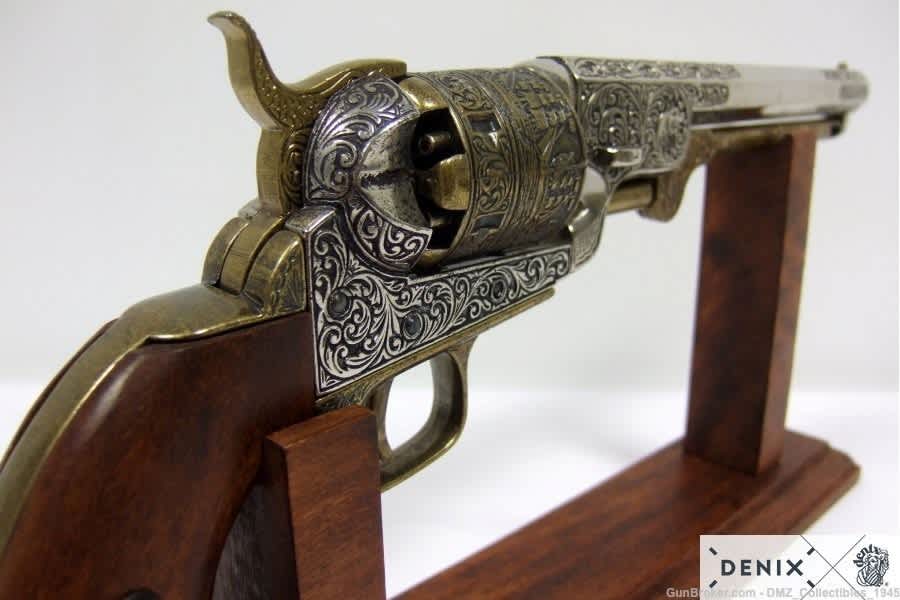 Civil War M1851 Gold & Nickel Navy Pistol Non Firing Replica Gun by Denix-img-2