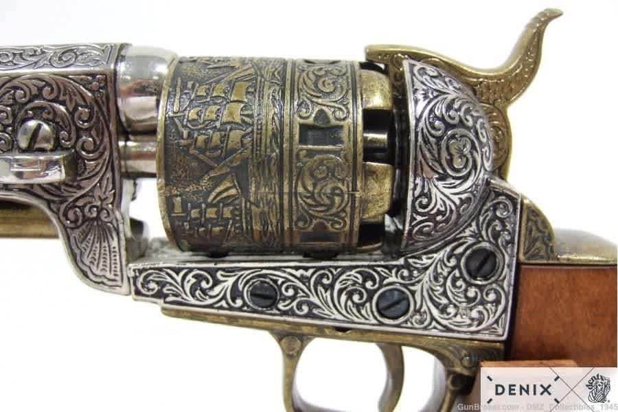 Civil War M1851 Gold & Nickel Navy Pistol Non Firing Replica Gun by Denix-img-6