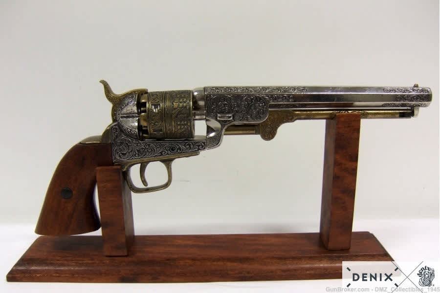 Civil War M1851 Gold & Nickel Navy Pistol Non Firing Replica Gun by Denix-img-1