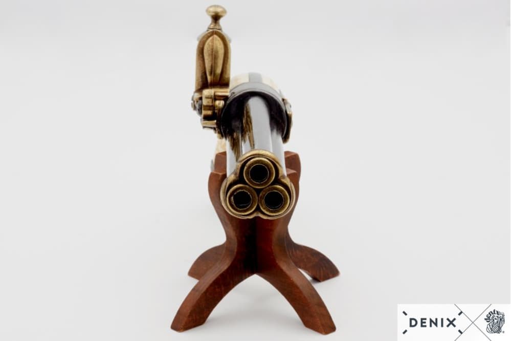 1680 Italian Replica 3 Barrel Flintlock Pistol by Denix of Spain-img-7