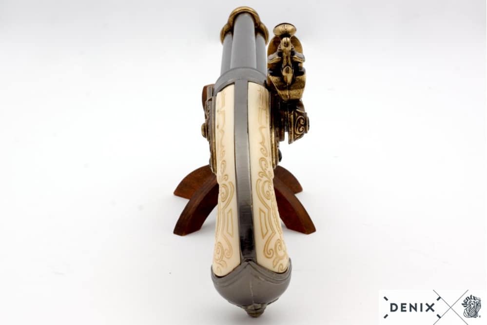 1680 Italian Replica 3 Barrel Flintlock Pistol by Denix of Spain-img-3