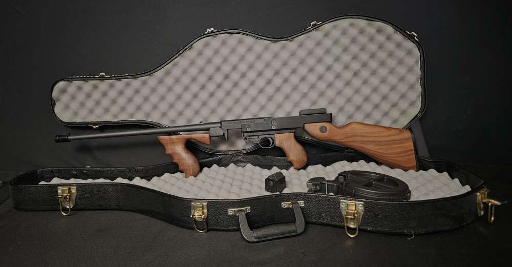 Ruger 10/22 .22 L.R. with Tommy Gun Conversion Kit, Violin Case Drum Mag-img-0