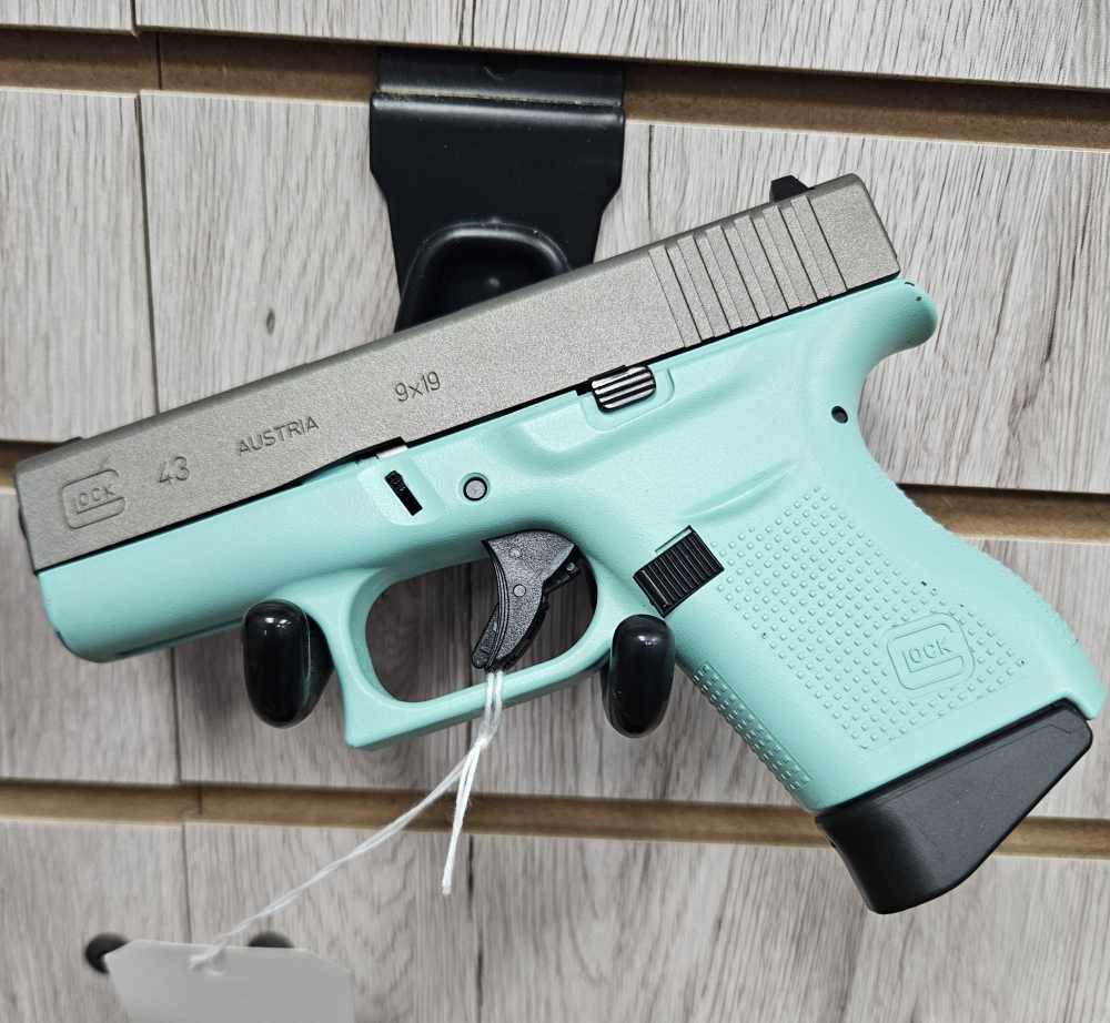 Glock 43 9mm Robin egg blue stainless barrel -img-0