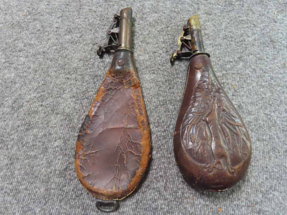 2-ONE POUND LEATHER SHOT POUCHES WITH WORKING SPOUTS-img-0
