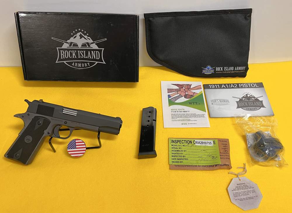 New Rock Island Armory 1911 A1 Full size Pistol 45acp Handgun m1911 RIA-img-0