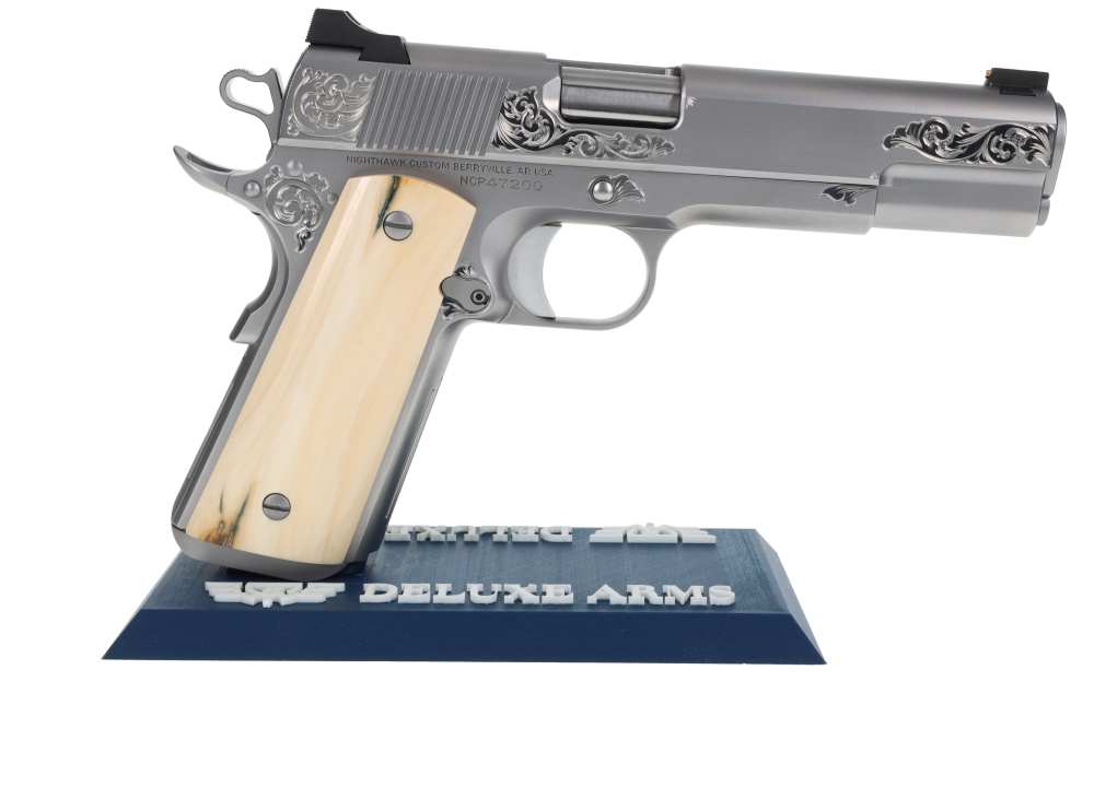NEW! Nighthawk Custom VIP Silver 1911 45ACP Hand Engraved NHC Mammoth Grips-img-4