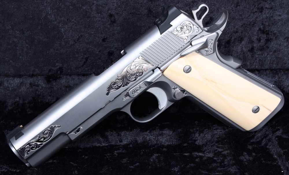 NEW! Nighthawk Custom VIP Silver 1911 45ACP Hand Engraved NHC Mammoth Grips-img-1