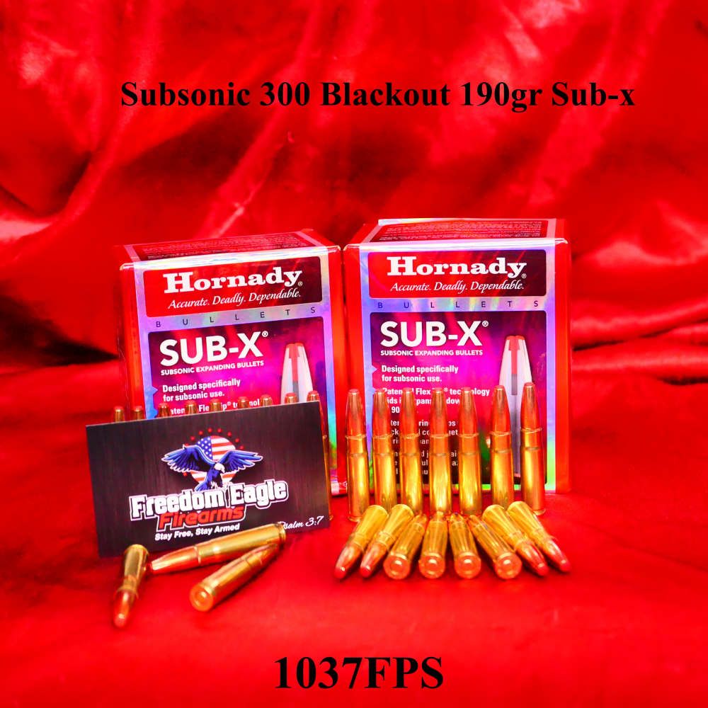 50rds .300 Blackout Subsonic 190gr Hornady Sub-X | Freedom Eagle-img-0