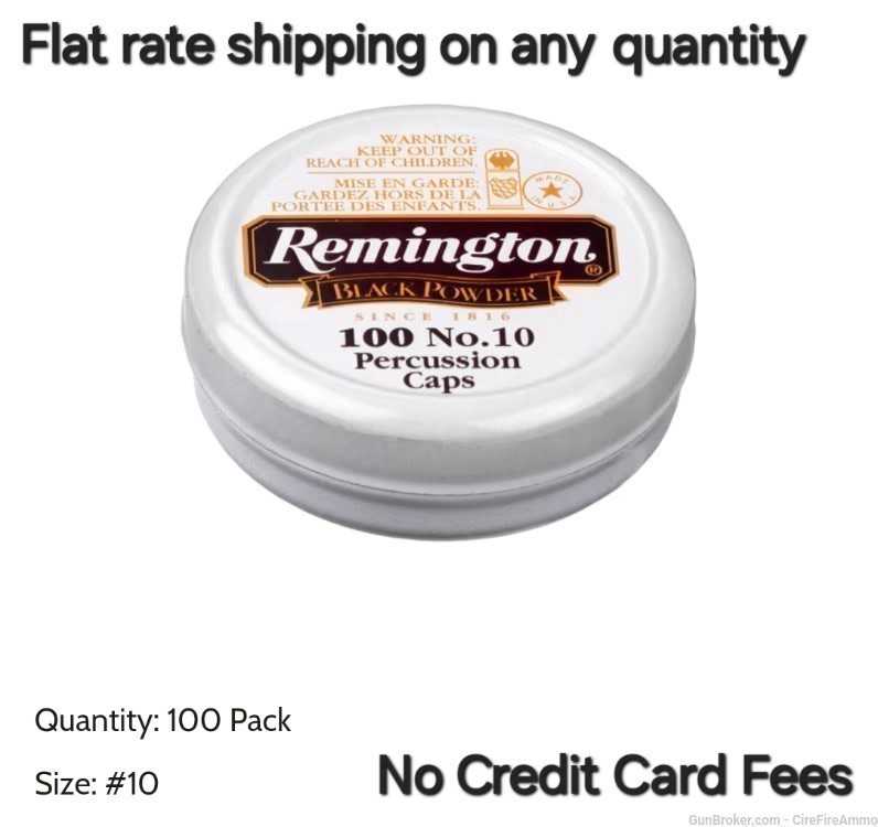 Remington #10 Percussion Caps Black Powder No.10 remington 100 count -img-0