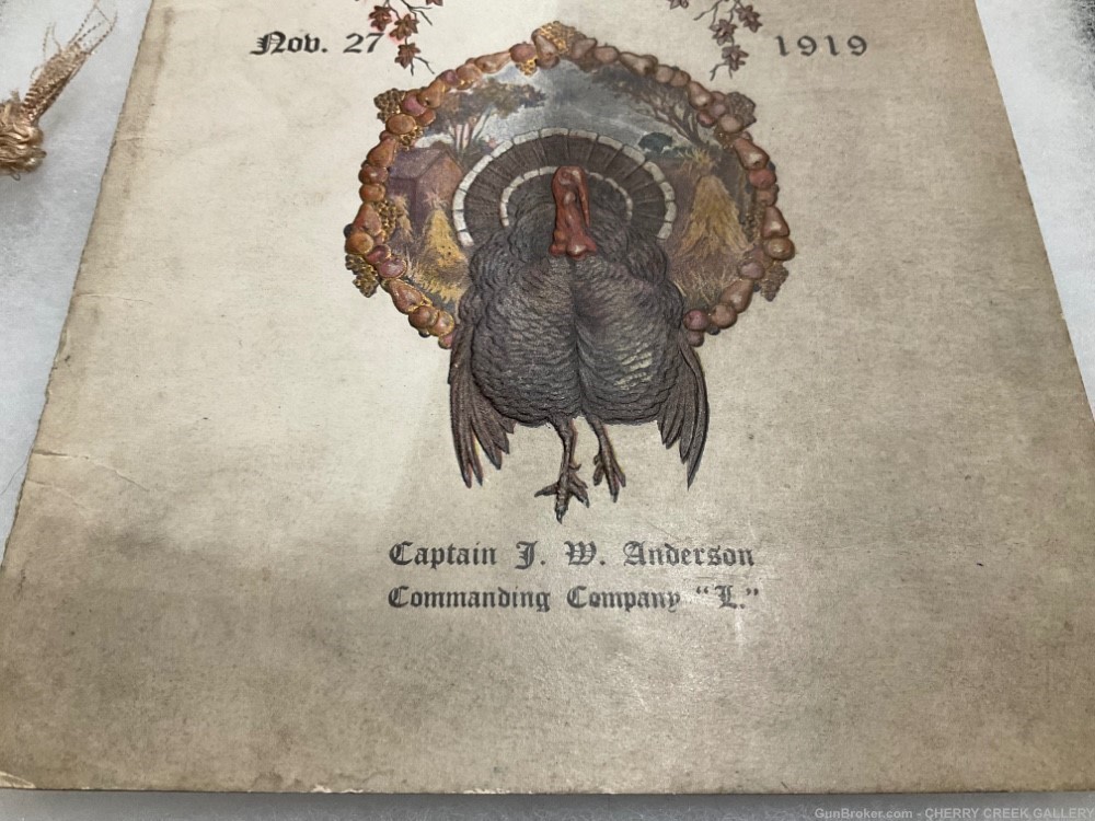 Antique Camp Merritt US Infantry thanksgiving menu 1919 company L 13th army-img-4