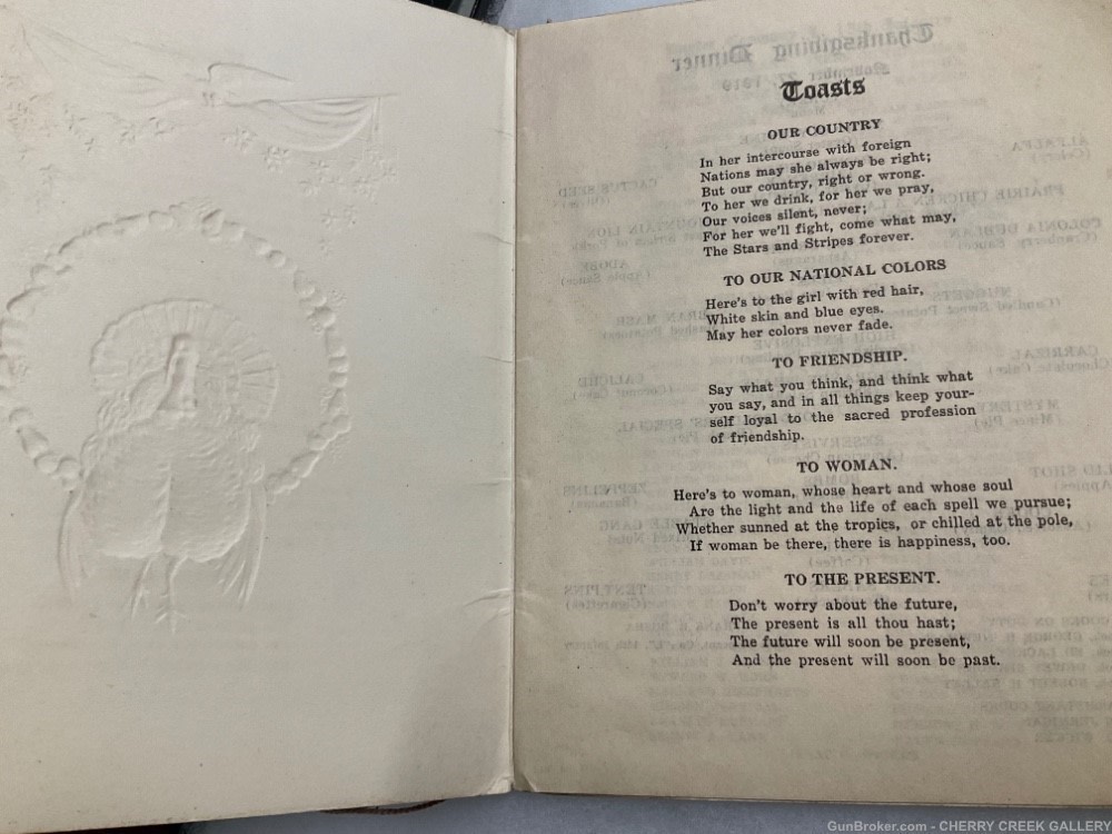 Antique Camp Merritt US Infantry thanksgiving menu 1919 company L 13th army-img-5