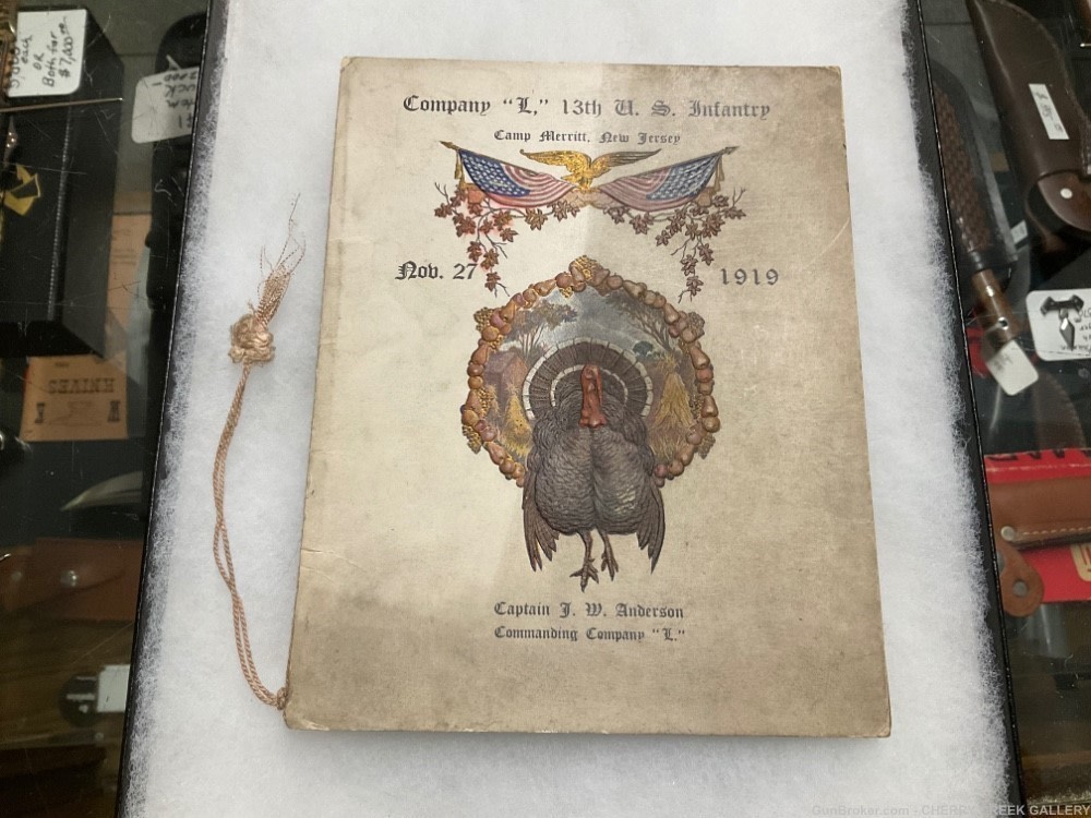 Antique Camp Merritt US Infantry thanksgiving menu 1919 company L 13th army-img-0