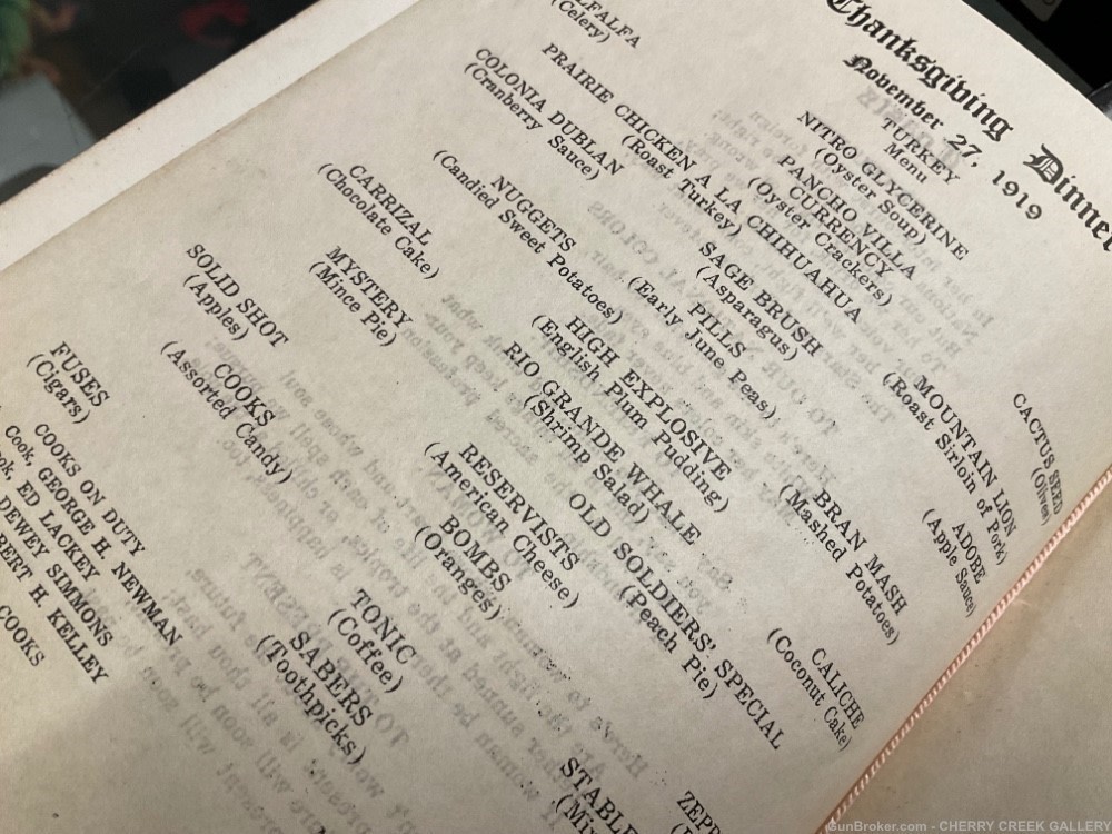 Antique Camp Merritt US Infantry thanksgiving menu 1919 company L 13th army-img-6